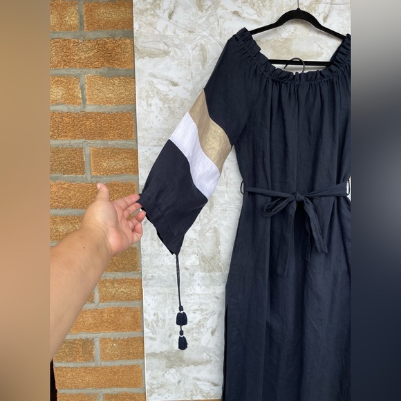 Ancient Kallos navy Linen Kaftan Dress - 100%
Handmade in Greece, Boho Maxi - Picture 5 of 12